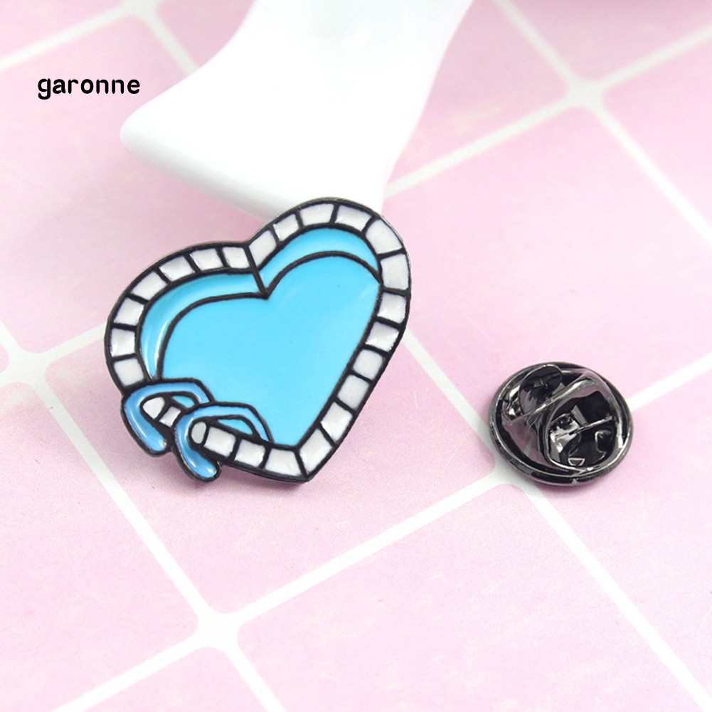 GA_Cartoon Enamel Love Heart Swimming Pool Badge Collar Lapel Brooch Pin Jewelry
