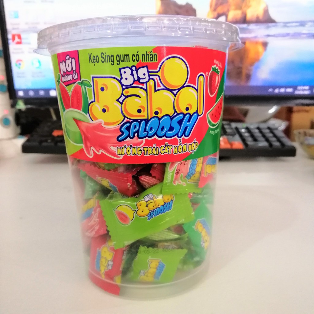 Kẹo Big Babol ly nhân dưa Sing-gum có nhân Hương Trái cây Hổn Hợp (Hủ 252g)