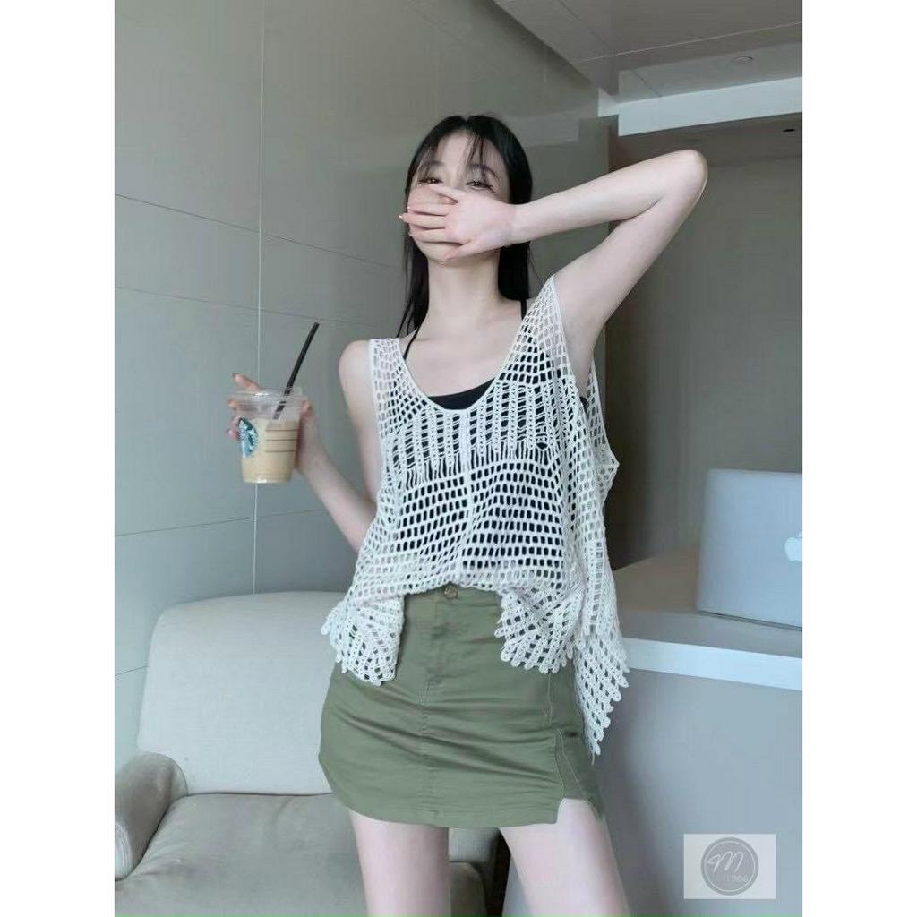Áo Ren Lưới Cá Tính Len Sát Nách Hottrend 2023 Style Độc Đáo Cho Nữ | Vui Vẻ Shop