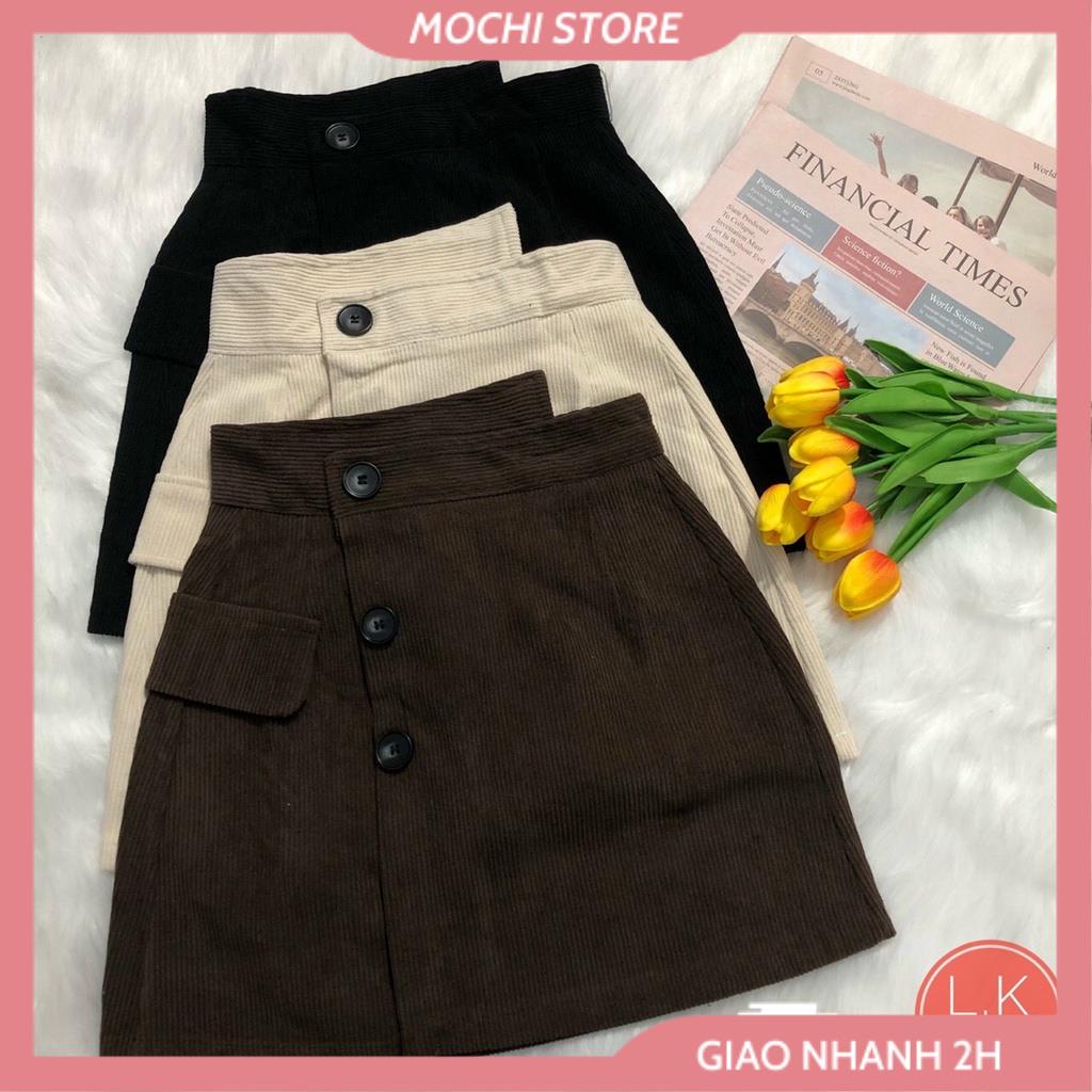 Chân Váy Nhung Nữ, Chân Váy Ngắn Chữ A ( Có Lót Quần ) Phối Túi Đính Nút Trang Trí Hàng Quảng Châu Cao Cấp, Full Size , | BigBuy360 - bigbuy360.vn