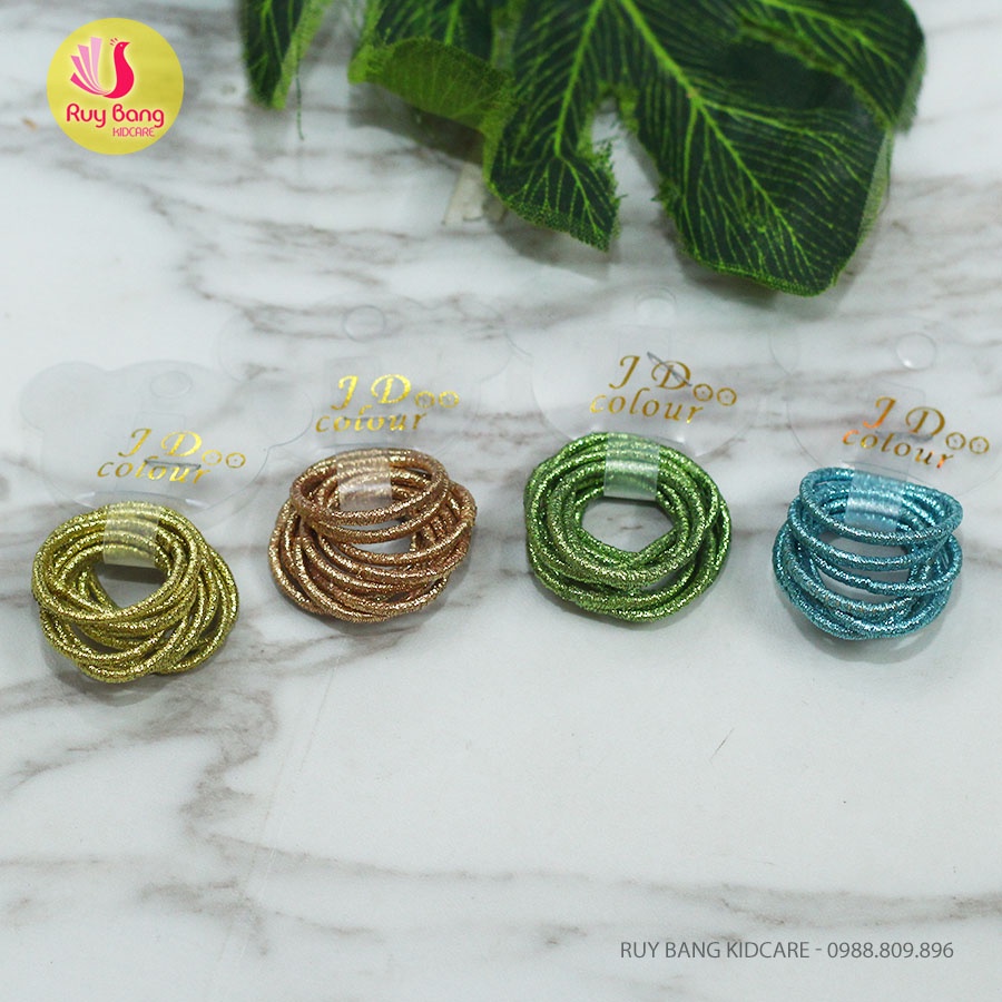 Dây buộc tóc trẻ em óng ánh JD - Vỉ 10 chiếc