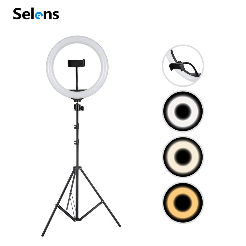 Đèn LED Tròn Selens Có Thể Điều Chỉnh Độ Sáng Hỗ Trợ Selfie/Chụp Ảnh Studio Có Chân Tripod 2m 26cm