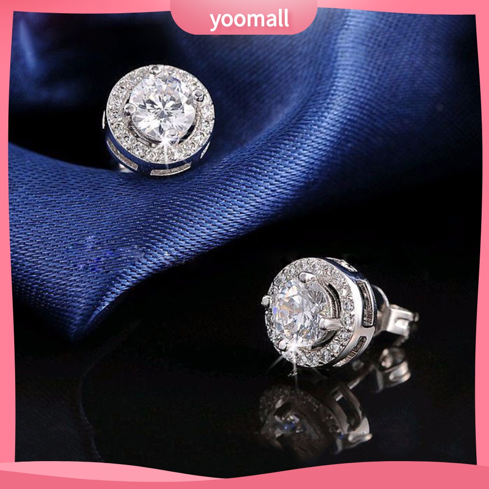 Yomall♡ Bông Tai DạNg TròN ĐíNh Đá ThờI Trang