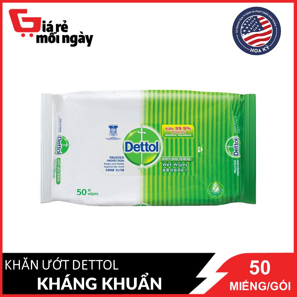 Khăn Ướt Dettol Kháng Khuẩn 50 Miếng