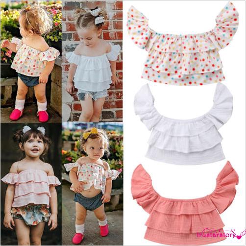 Áo kiểu trễ vai dễ thương cho bé gái