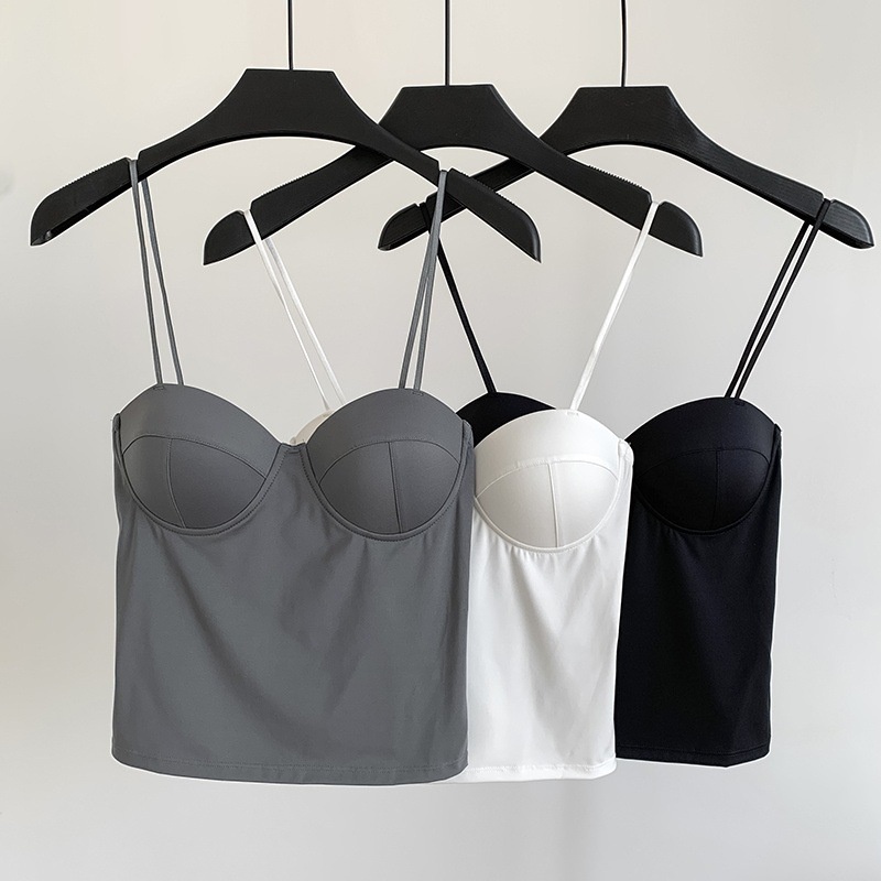 Áo bra 2 dây chất su mút mỏng đính liền - Áo thun croptop co dãn , mát mịn VALICA B5026