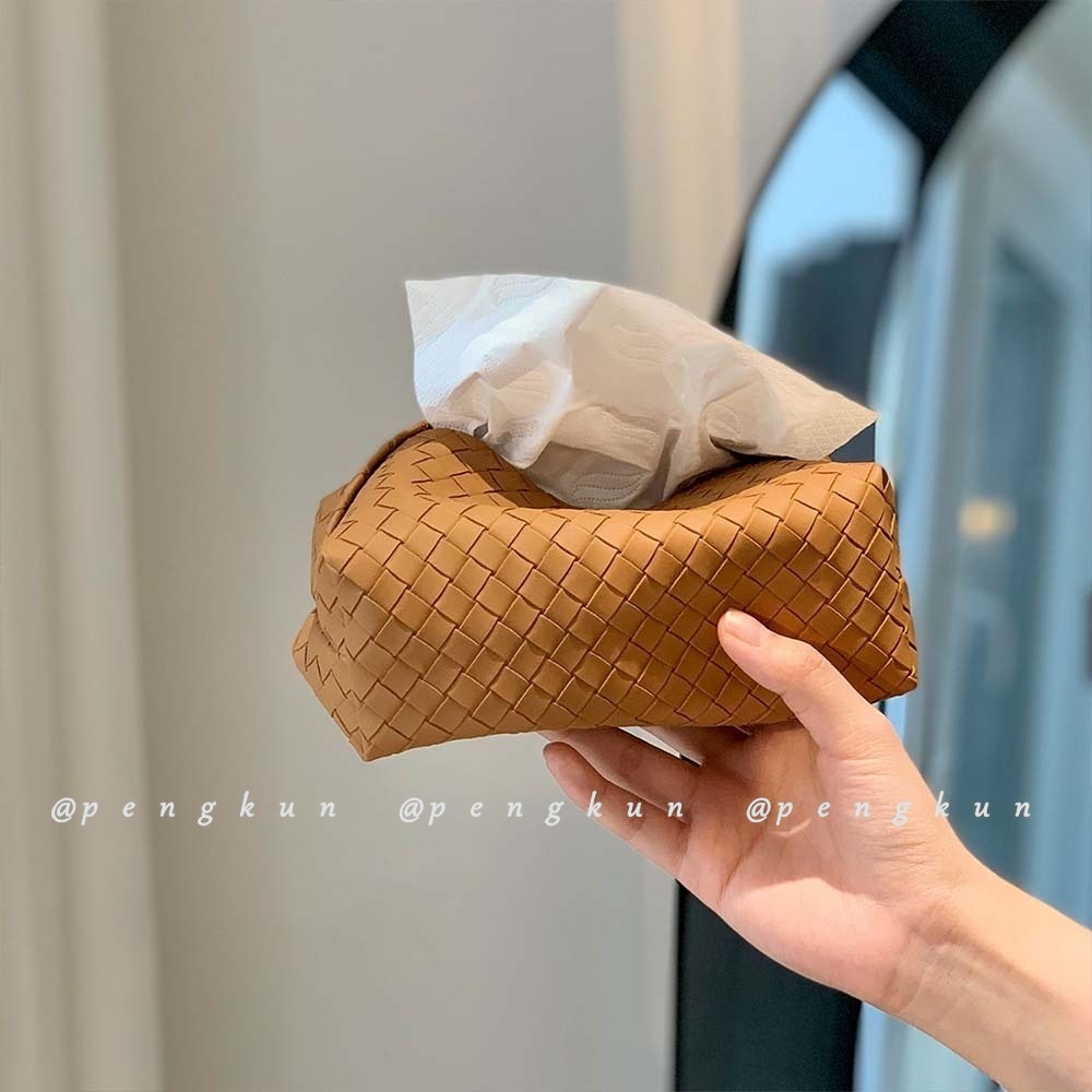 Hộp Đựng Khăn Giấy Bằng Da Bện Họa Tiết Da Phong Cách Bắc Âu Hiện Đại Trang Trí Nhà Cửa