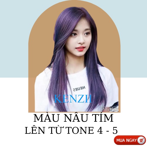 Thuốc Nhuộm Tóc Màu Nâu Tím 💝 Tặng Trợ Nhuộm 💝 Kenzii Lên Từ Tone 4 -5 ( Thuốc Nhuộm Tóc Tím )