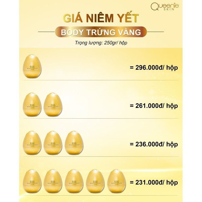 Body trứng vàng Queenie 250gr tặng 1 huyết thanh kích trắng