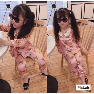 Bộ Pijama Lụa cho Bé Gái