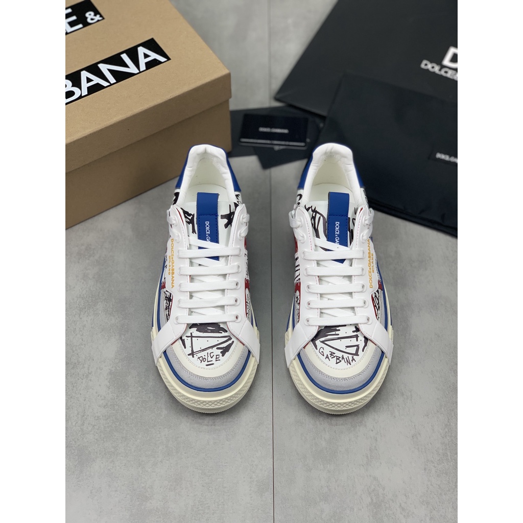 Giày sneaker nam da thật thời trang cao cấp Docle & Gabbana thiết kế họa tiết cá tính, phong cách trẻ trung, năng động