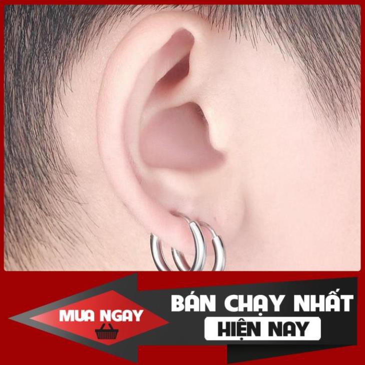 HQHQ20 Khuyên Tai Tròn Nam - Nữ kiểu dáng Kiểu Dáng Sơn Tùng MTP