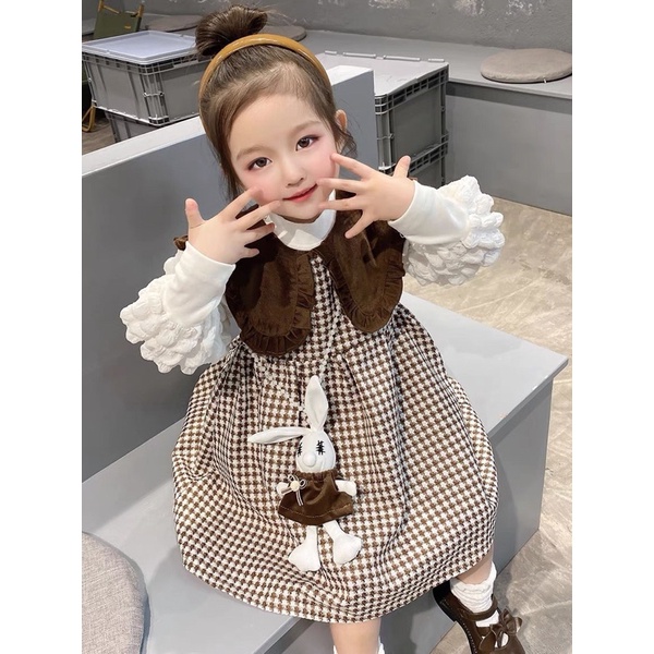 Set áo váy yếm kẻ cho bé yêu 10-25kg