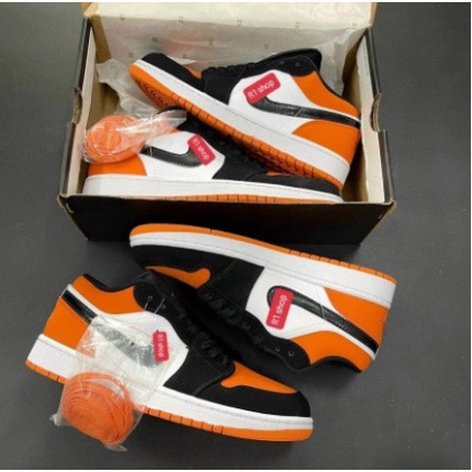 Giày Jordan Đen Cam , Giày Sneaker Jordan Thấp Cổ Màu Cam Full Size Nam Nữ G88