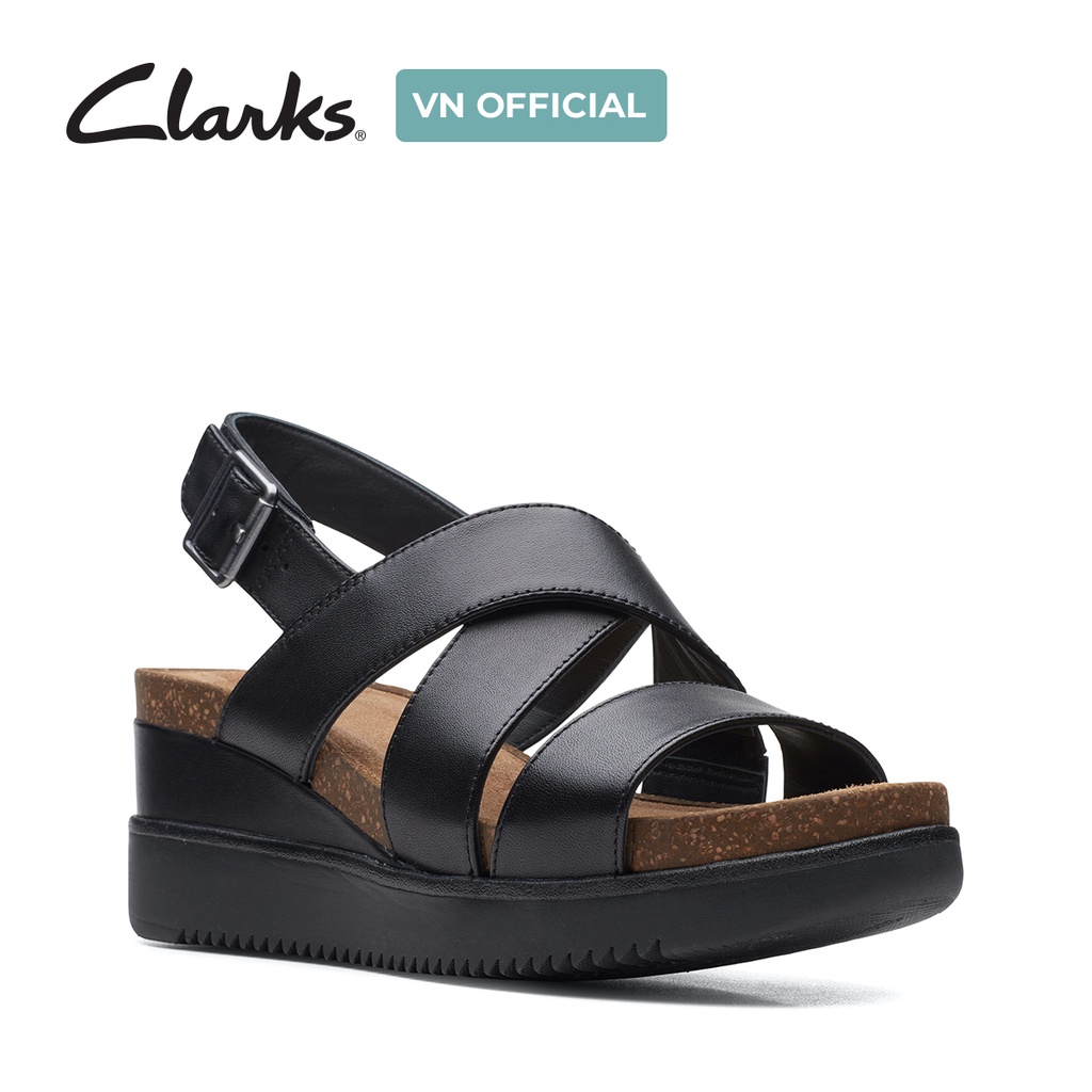 Giày Xăng Đan Đế Bằng Nữ CLARKS Lizby Cross màu đen