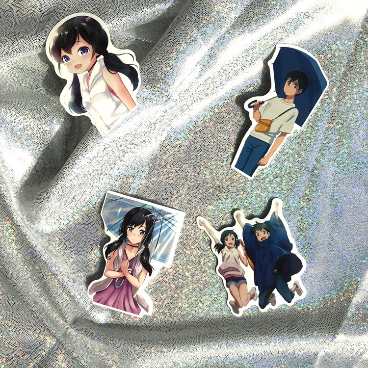 Miếng dán Sticker Anime Manga Tenki no Ko ( Đứa con thời tiết) trọn bộ 50 hình - In rõ ràng sắc nét khó tróc