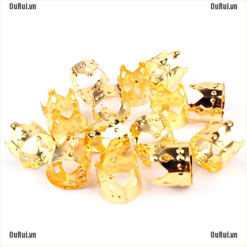 (FCC) Set 20 Kẹp Tóc Hình Vương Miện Màu Vàng / Bạc Có Thể Điều Chỉnh Kích Cỡ