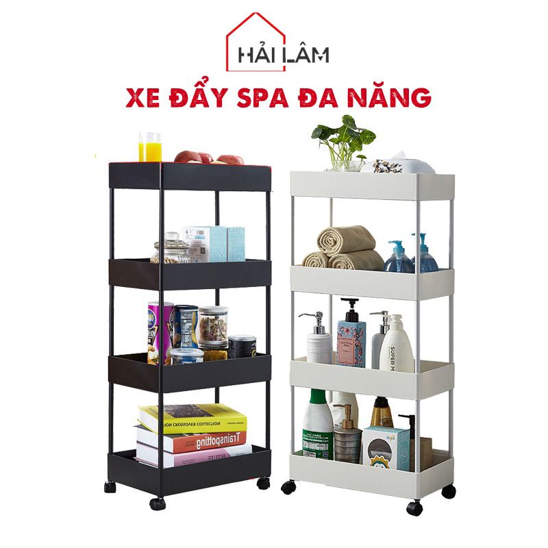 Kệ đựng đồ đa năng 3,4 tầng có bánh xe xoay 360 độ kệ bỉm sữa lắp ghép đa năng đựng mỹ phẩm dầu gội để nhà tắm
