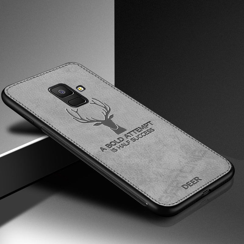 Ốp điện thoại phối vải denim in hình hươu cho Samsung Galaxy Note 20 Ultra S20 A8 A6 J4 J6+ 2018 J5 J7 J3 2017 S10+ S10e