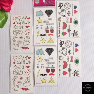 Combo 6 tấm hình xăm dán voi xinh 10x6cm- mua 2 combo tặng bắp tay mini 10x20cm