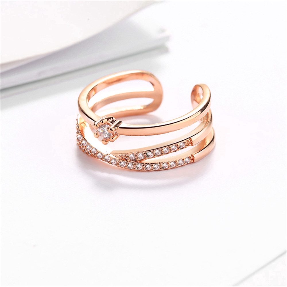 Korea woman elegant Opening up Rose Gold adjustable Ring hollow charm jewelry gift