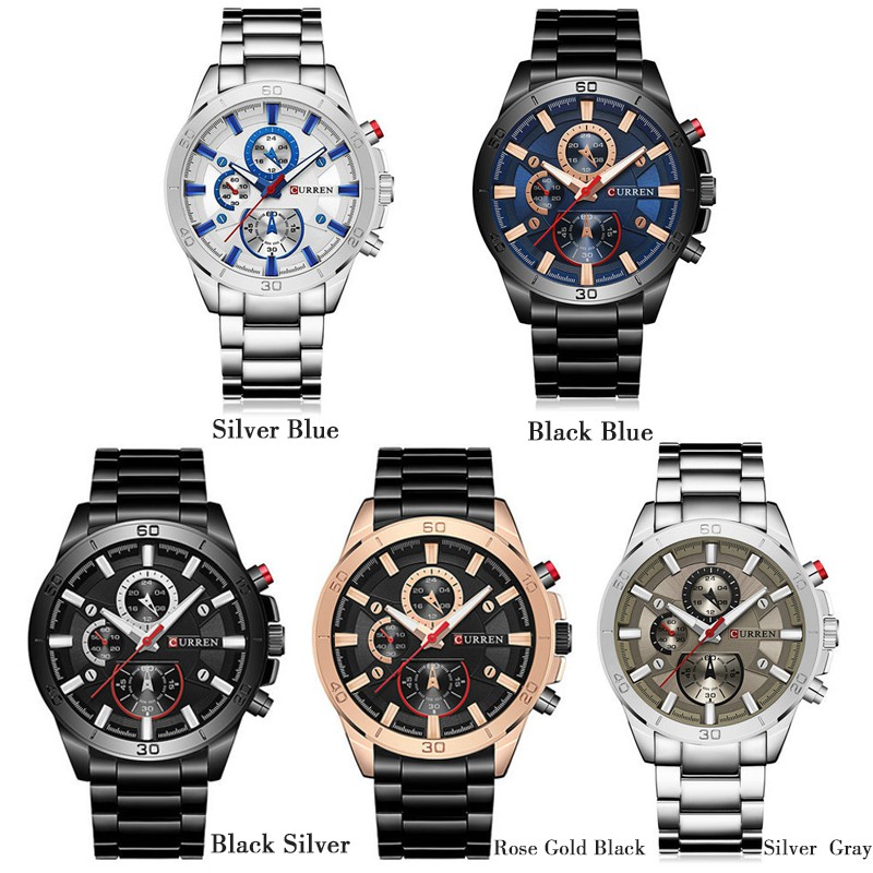 Đồng Hồ Quartz CURREN Chống Thấm Nước Dây Thép Không Gỉ Sang Trọng