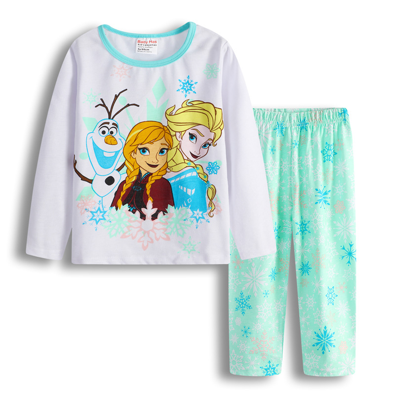Bộ đồ ngủ trẻ em gồm áo tay dài họa tiết Elsa và Anna anime Frozen Disney và quần dài cho bé gái 1-7 tuổi