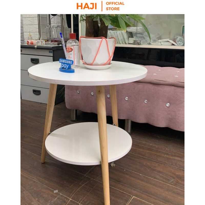 Bàn trà decor chân gỗ sồi chắc chắn phù hợp với mọi ghế sofa thương hiệu HAJI A54