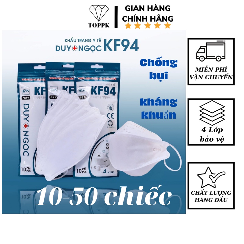 Khẩu trang KF94 4D Duy ngọc an toàn đạt tiêu chuẩn y tế ôm sát mặt 4 lớp