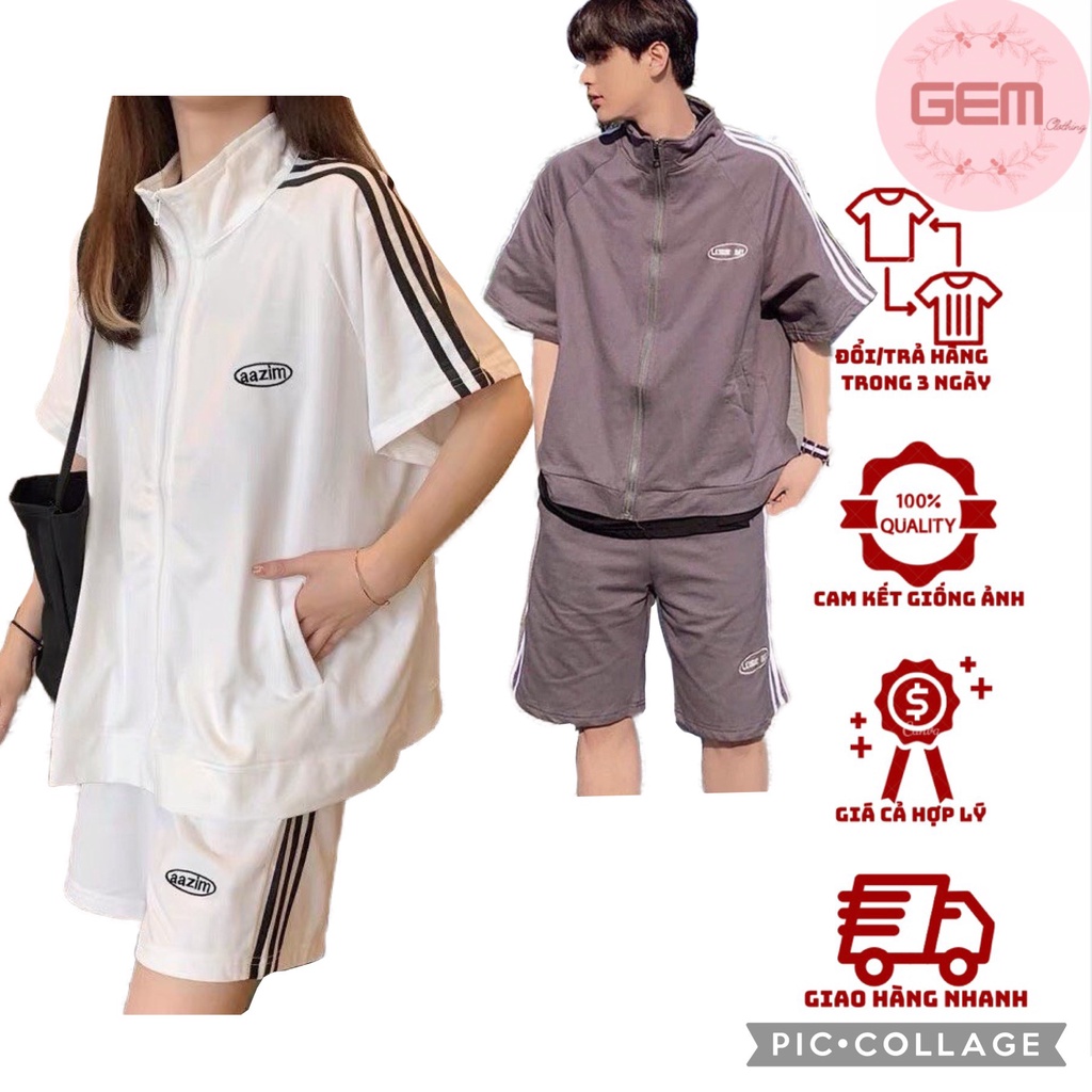 Bộ thể thao tay lỡ nam nữ 3 SỌC kiểu dáng unisex 🏵️ Bộ thể thao AAZIM cộc tay nam nữ form rộng ulzzang🏵️ freeship🏵️sale