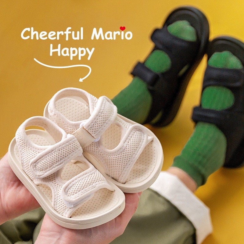 Dép sandal cho bé Cheerful Mario, Quai hậu Mario siêu mềm siêu nhẹ chống trơn trượt