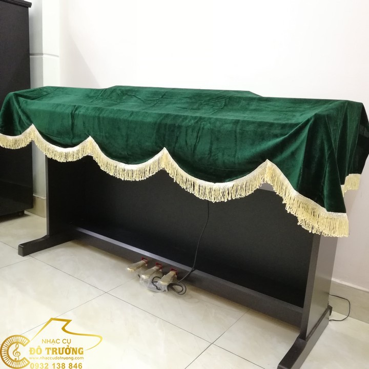Khăn phủ đàn Piano điện nhung xanh rêu