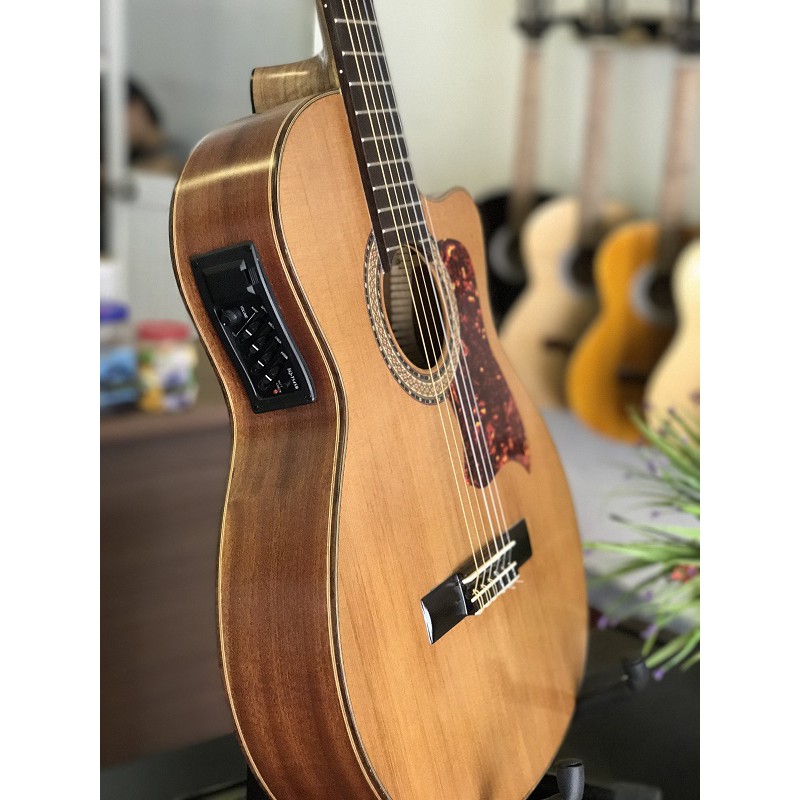 Đàn Guitar Classic Flamenco - Gỗ HĐ Bắc Phi (Mahogany) - Thùng Khuyết 80mm. (giá chưa lắp EQ). Mặt Sậm - Sáng