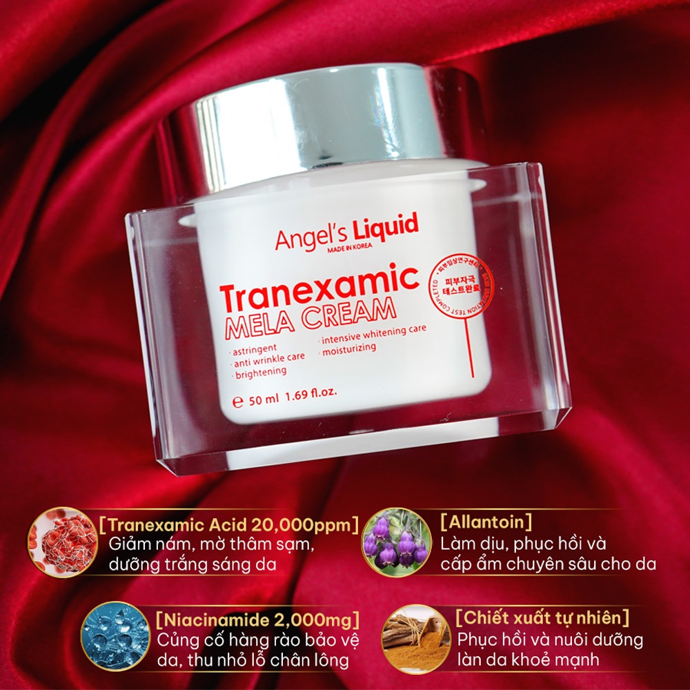 Bộ Sản Phẩm Xoá Thâm Đỏ, Mờ Sạm Nám Chuyên Sâu Angel's Liquid Tranexamic Mela Ampoule &amp; Cream