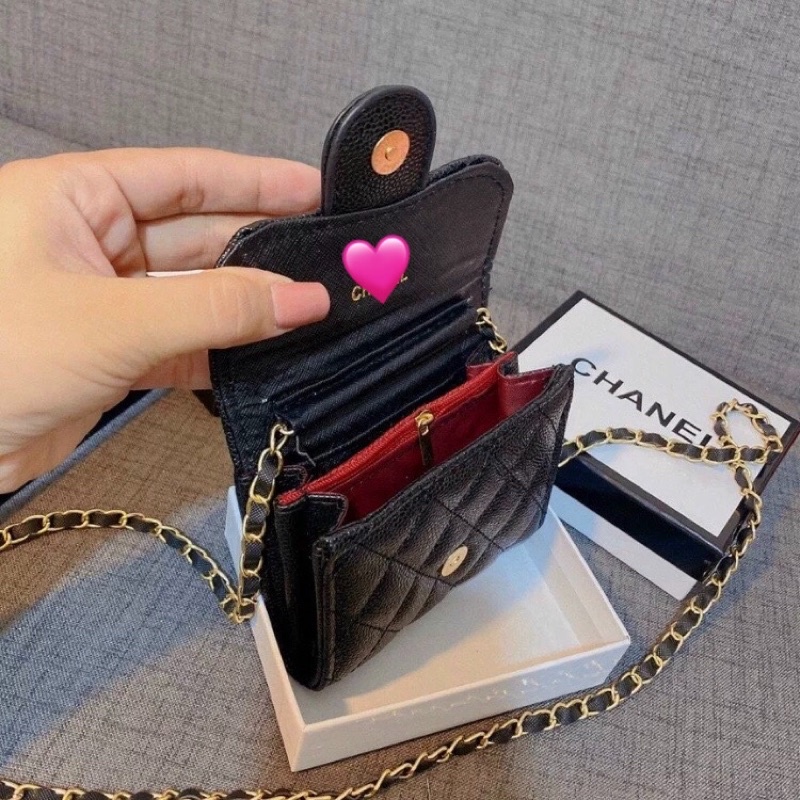 Túi sách mini nhỏ gọn dáng ví cầm tay size 13-17cm kèm dây xích đeo chéo nữ phong cách đi chơi dạo phố