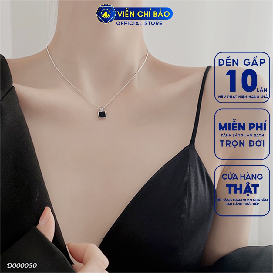 Dây chuyền bạc nữ đá vuông đen chất liệu Bạc S925 thời trang phụ kiện trang sức nữ Viễn Chí Bảo D000050