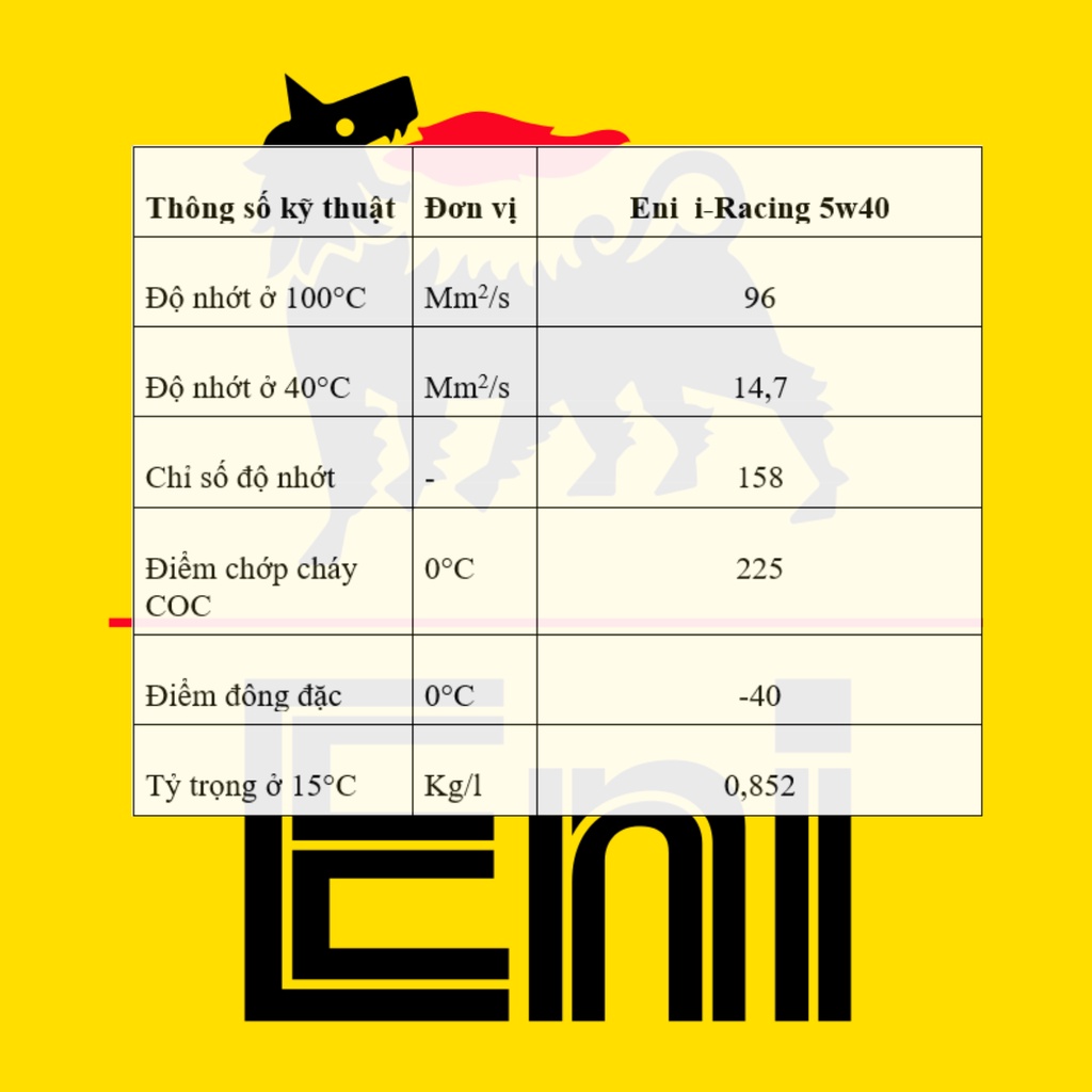 Dầu nhớt cao cấp Eni Racing 5w40 dùng cho xe côn tay, xe số