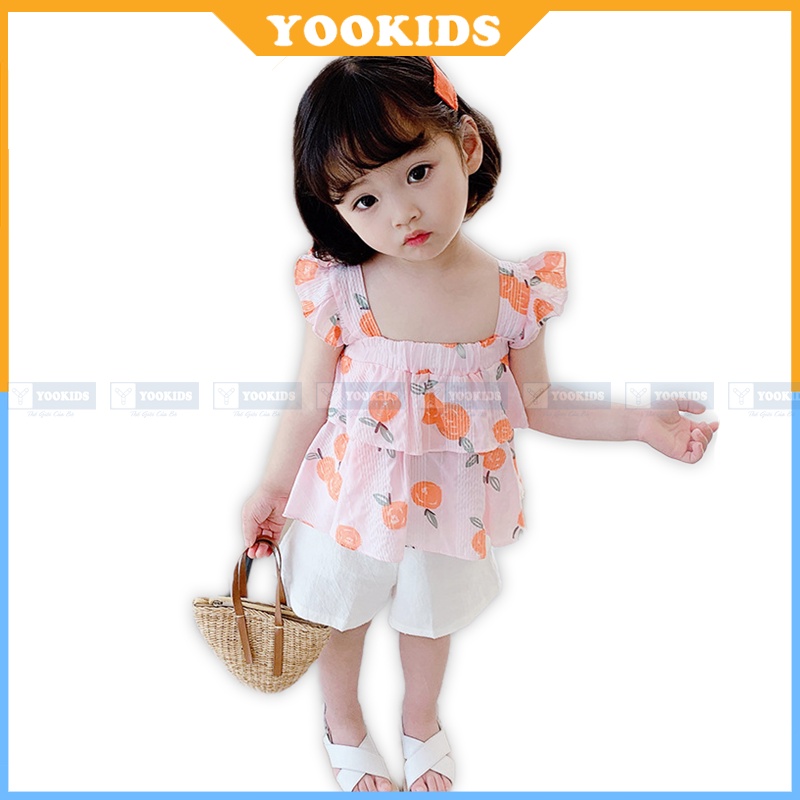 Áo 2 Dây Bé Gái, Set Bé Gái Gồm Áo Và Quần Đùi Chất Đũi Mềm Siêu Mát 8-22 kg YOOKIDS Đủ Size Cho Bé 1 - 5 Tuổi