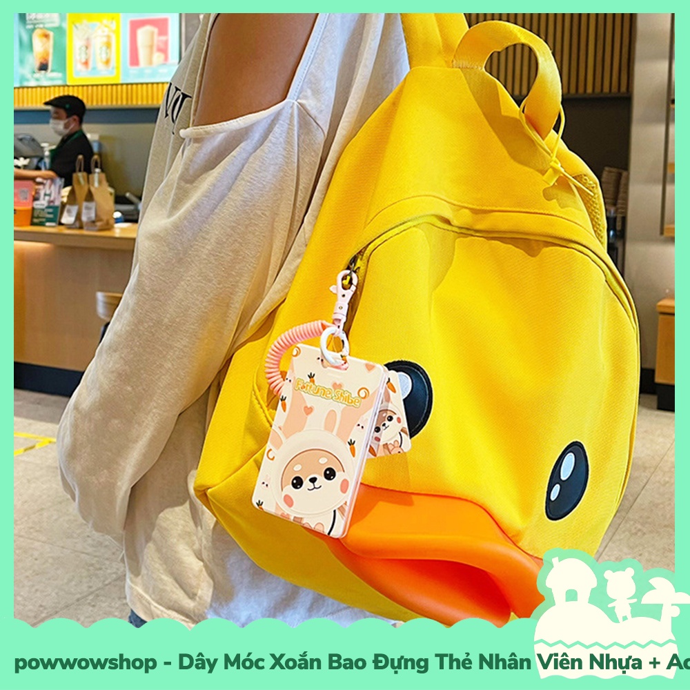 [Sẵn VN - Hỏa Tốc] Dây Móc Khóa Xoắn Lò Xo Bao Đựng Thẻ Nhân Viên Nhựa PC+Acrylic Mẫu Fortune Shibe Shiba Dog