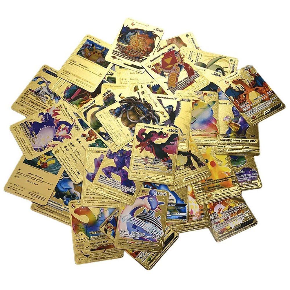 Bộ 54 Thẻ Bài Pokemon Bằng Kim Loại Dành Cho Bé|Thẻ Bài Đồ Chơi Pokemon Charizard Vmax GX Cho Trẻ Em