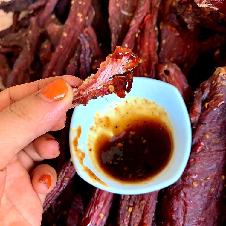 Thịt Heo Gác Bếp Rừng Tây Bắc (CHUẨN VỊ) Khô Thịt Lợn Sấy Bao Thơm Ngon Kèm Chấm Chéo