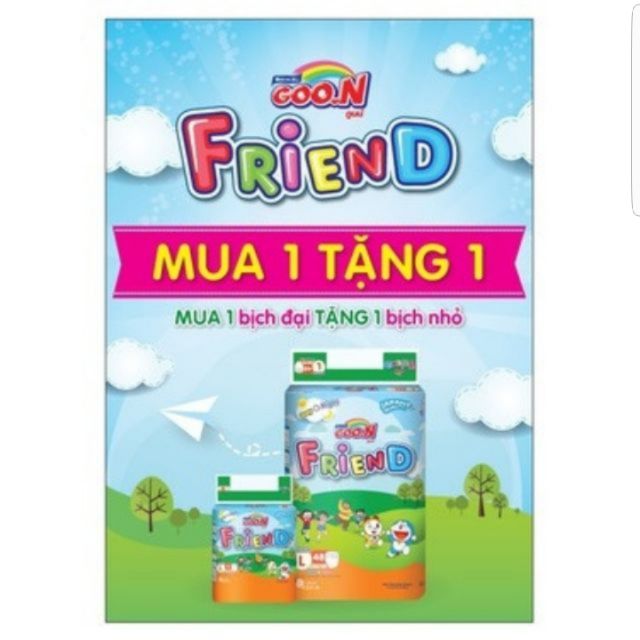 bỉm goon friend sz S64, M58, L48, XL42, XXL 36 tặng 5miếng cùng sz