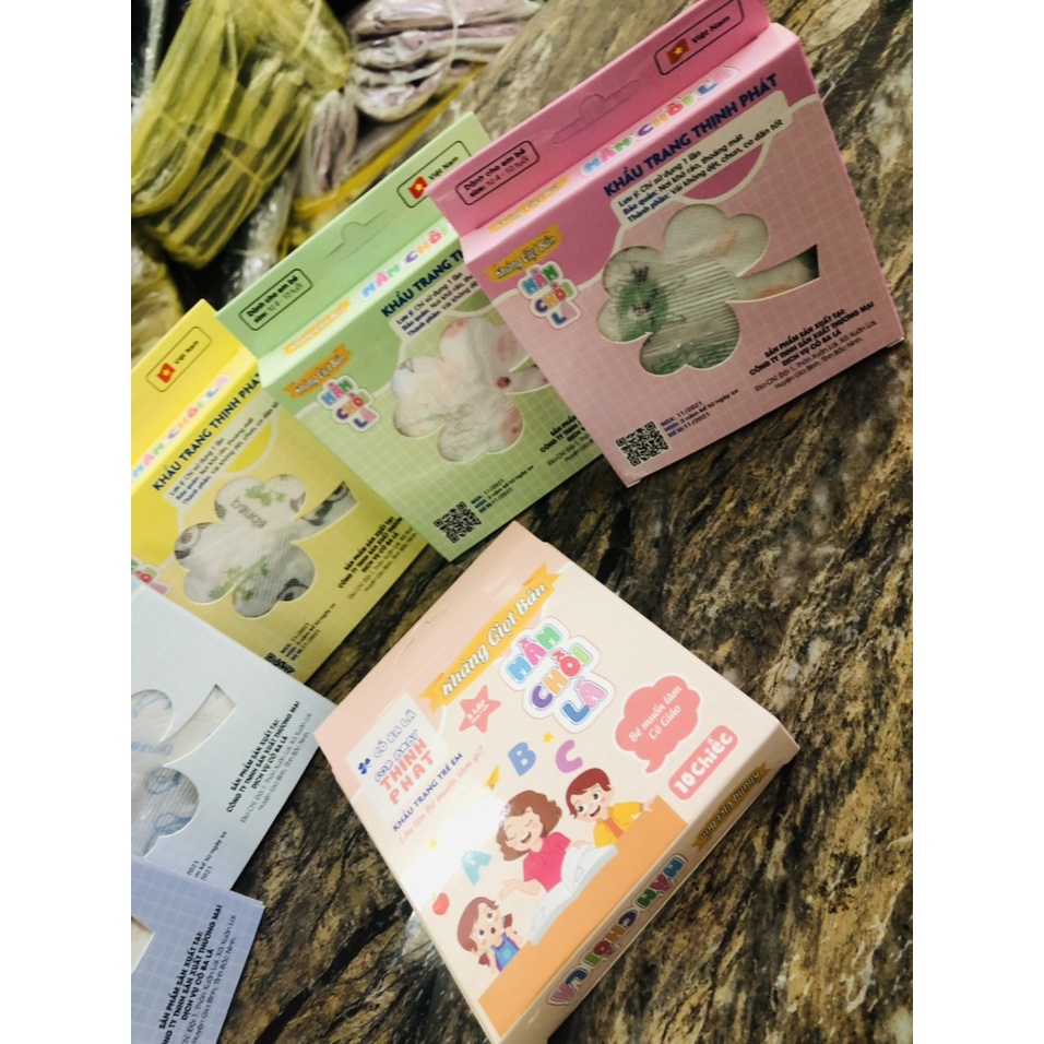 Khẩu Trang Trẻ Em - Hộp 10 Chiếc - Khẩu Trang Cho Bé Họa Tiết 3D Đáng Yêu (KT06)