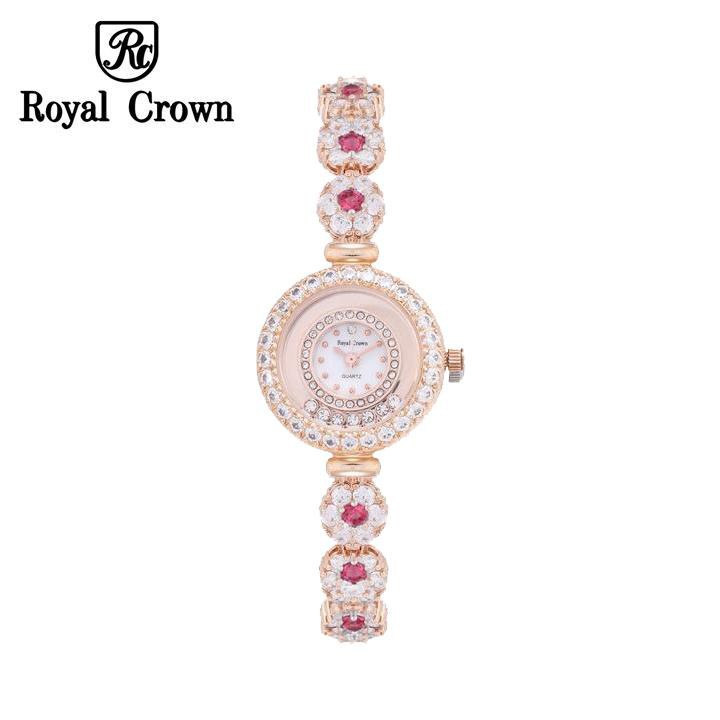 Đồng hồ nữ Chính Hãng Royal Crown 5308 dây đá vỏ vàng hồng đá Ruby