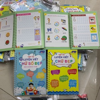 Bộ 2 quyển vở tập tô luyện viết chữ đẹp và luyện vẽ tự xóa thông minh kèm bút