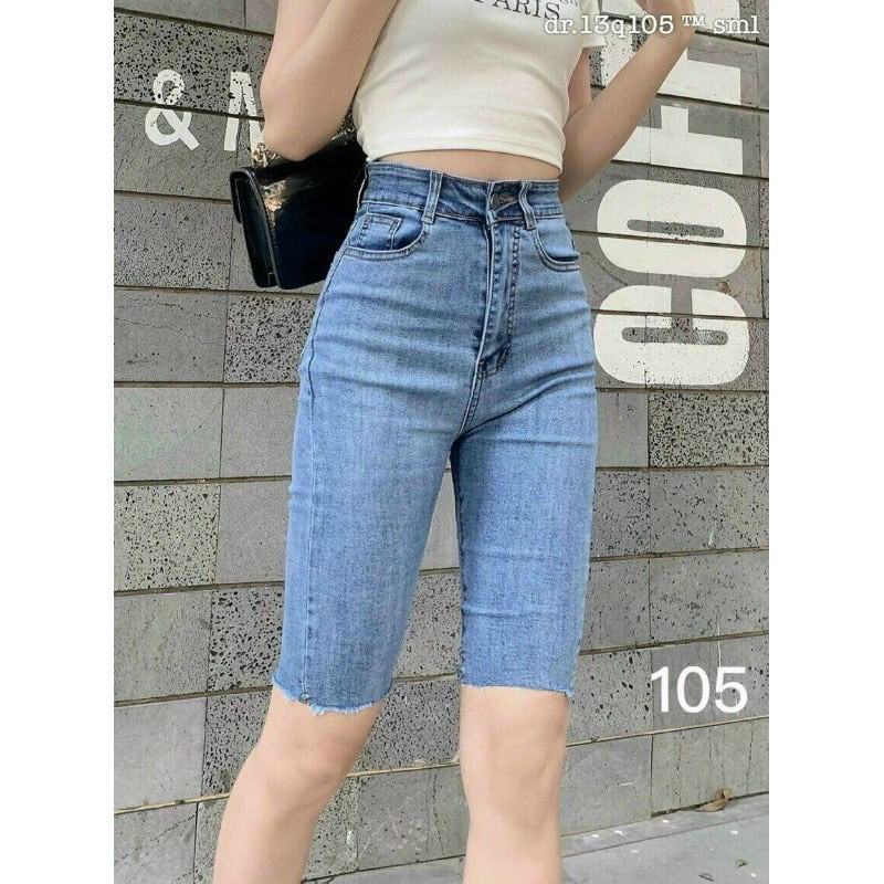 Quần jean ngố lưng cao co giãn đẹp | BigBuy360 - bigbuy360.vn