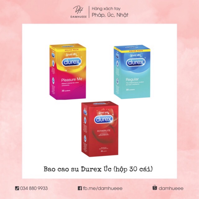 Bao cao su Durex Úc hộp 30 cái