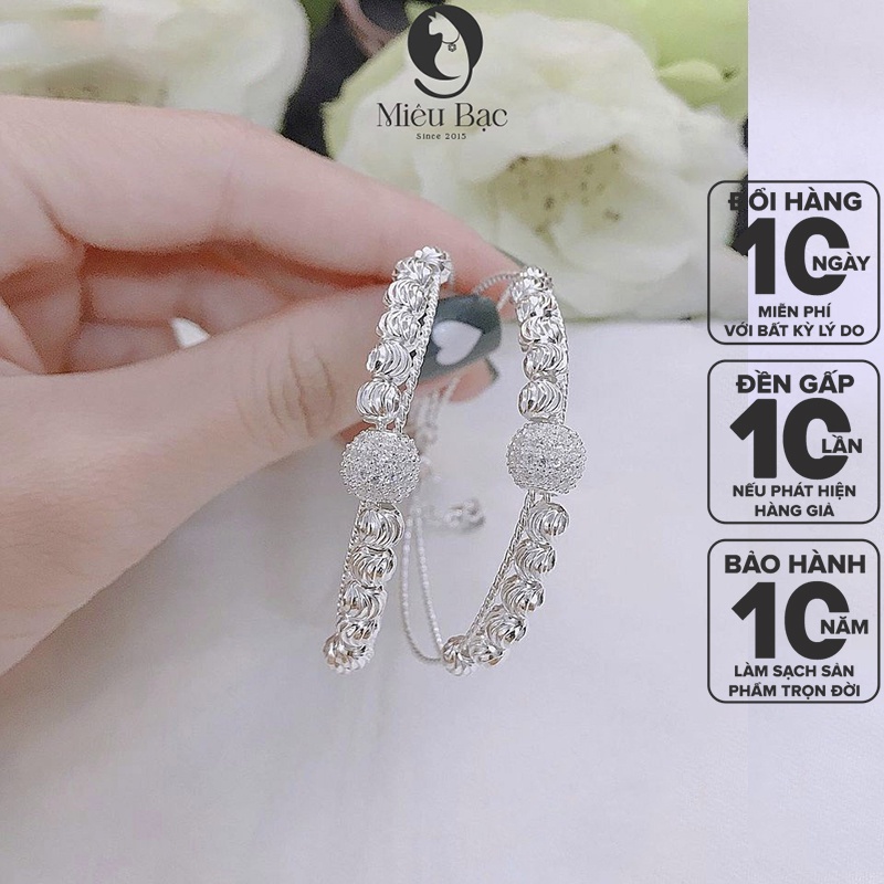 Lắc tay bạc nữ quả cầu pha lê bi chất liệu bạc S925 thời trang phụ kiện trang sức Miêu Bạc L400498