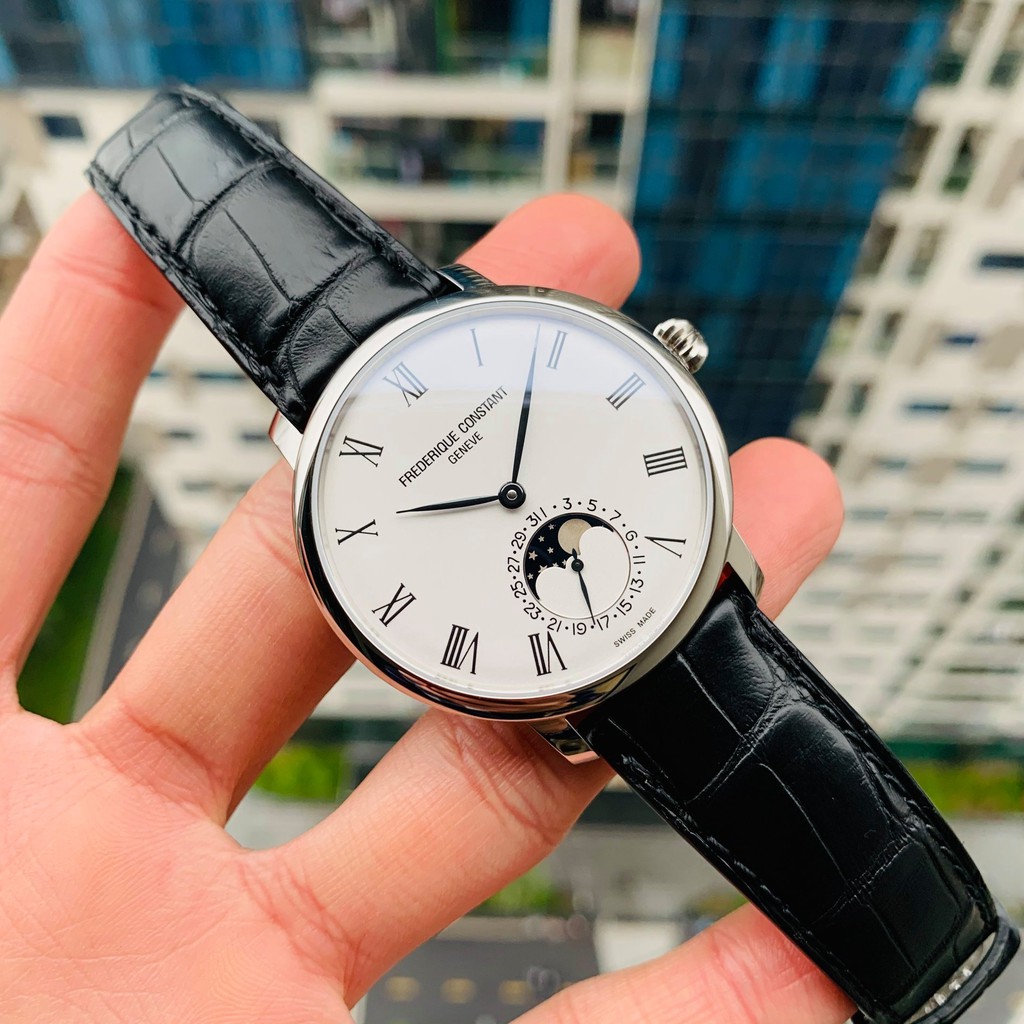 Đồng hồ nam chính hãng Frederique Constant MoonPhase White 705WR4S6 - Máy cơ tự động - Kính Sapphire