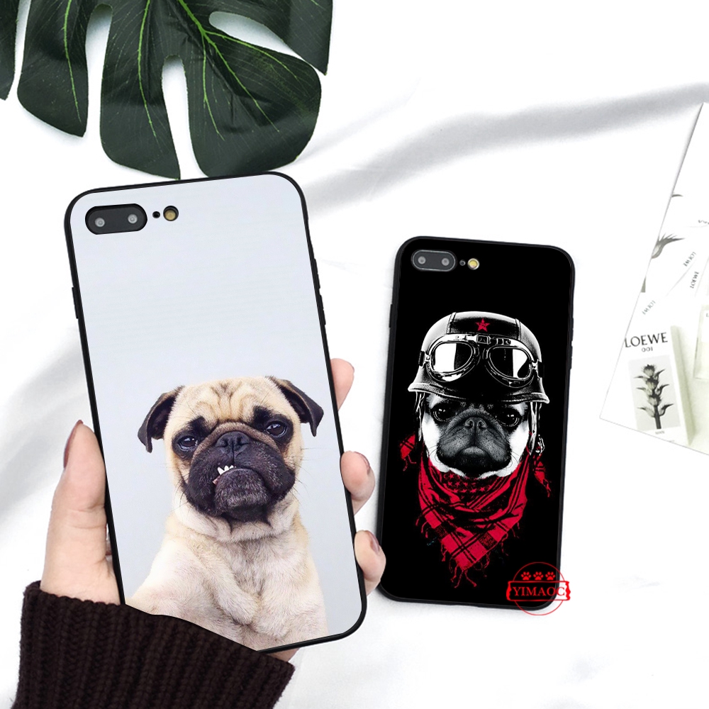 Ốp điện thoại mềm in hình chó Pug xinh xắn dành cho iPhone XS Max XR X 11 Pro 7 8 6 6S Plus 96C